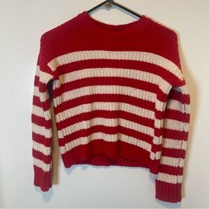 Gap kids red and cream striped knit‎ sweater kids size large